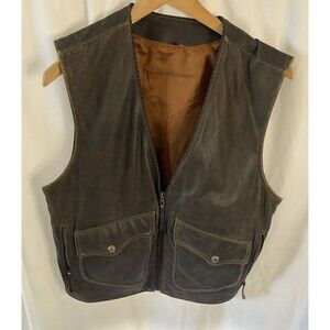 Vintage Harley Davidson Billings Springer distressed leather vest  90s medium